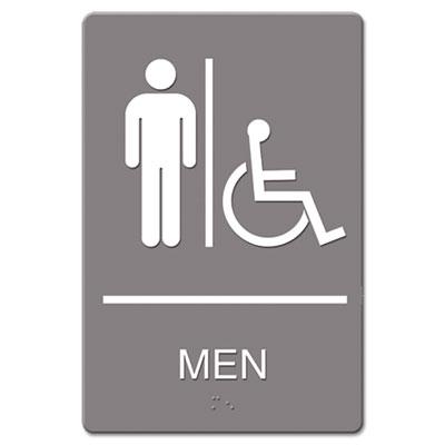 View larger image of ADA Sign, Men Restroom Wheelchair Accessible Symbol, Molded Plastic, 6 x 9, Gray