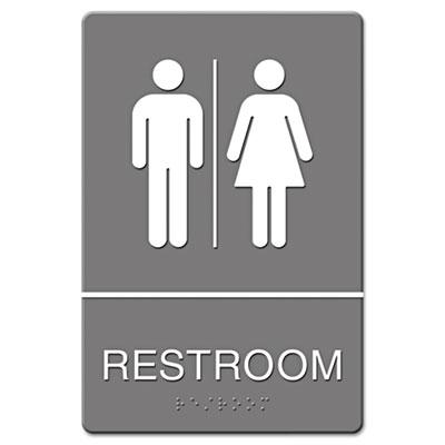 View larger image of ADA Sign, Restroom Symbol Tactile Graphic, Molded Plastic, 6 x 9, Gray