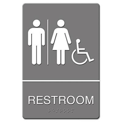 View larger image of ADA Sign, Restroom/Wheelchair Accessible Tactile Symbol, Molded Plastic, 6 x 9