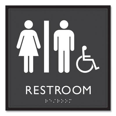 View larger image of ADA Sign, Unisex Accessible Restroom, Plastic, 8 x 8, Clear/White