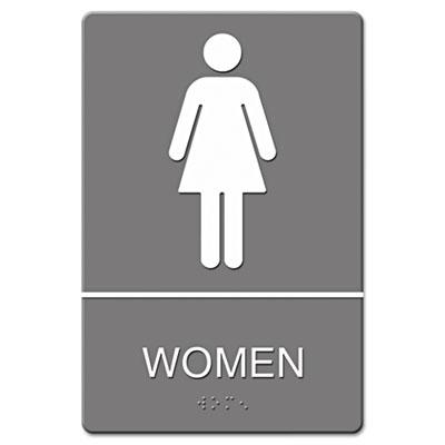 View larger image of ADA Sign, Women Restroom Symbol w/Tactile Graphic, Molded Plastic, 6 x 9, Gray