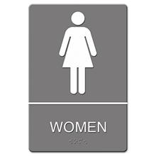 ADA Sign, Women Restroom Symbol w/Tactile Graphic, Molded Plastic, 6 x 9, Gray