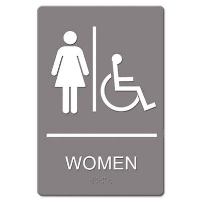 View larger image of ADA Sign, Women Restroom Wheelchair Accessible Symbol, Molded Plastic, 6 x 9