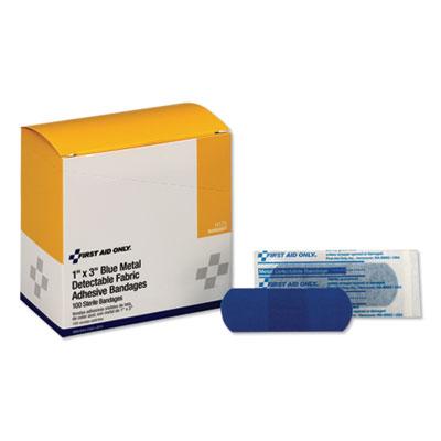 View larger image of Adhesive Blue Metal Detectable Bandages, 1 X 3, Plastic With Foil, 100/box, 12 Boxes/carton