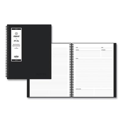 View larger image of Aligned Business Notebook, 1-Subject, Meeting-Minutes/Notes Format with Narrow Rule, Black Cover, (78) 11 x 8.5 Sheets