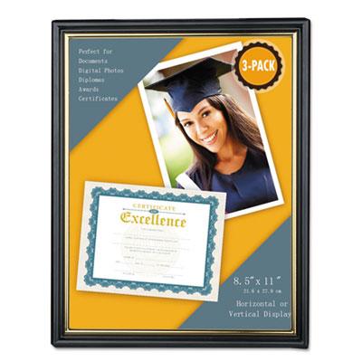 View larger image of All Purpose Document Frame, 8.5 x 11 Insert, Black/Gold, 3/Pack