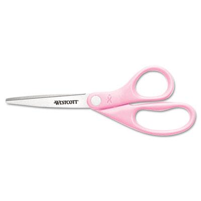 View larger image of All Purpose Pink Ribbon Scissors, 8" Long, 3.5" Cut Length, Pink Straight Handle