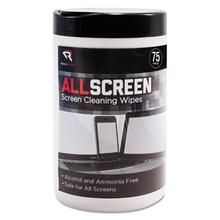 AllScreen Screen Cleaning Wipes, 6" x 6", White, 75/Tub