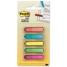 Arrow 0.5" Page Flags, Five Assorted Bright Colors, 20/Color, 100/Pack