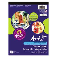 Artist Watercolor Paper Pad, Unruled, Yellow Cover, 12 White 9 X 12 Sheets