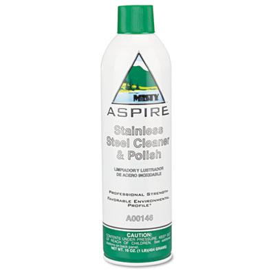 View larger image of Aspire Stainless Steel Cleaner and Polish, Lemon Scent, 16 oz Aerosol, 12/Carton