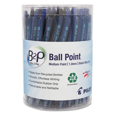 View larger image of B2P Bottle-2-Pen Recycled Ballpoint Pen, Retractable, Medium 1 mm, Assorted Ink Colors, Translucent Blue Barrel, 36/Pack
