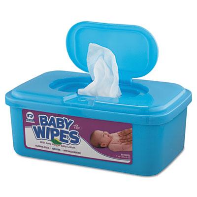 View larger image of Baby Wipes Tub, Unscented, White, 80/Tub, 12 Tubs/Carton