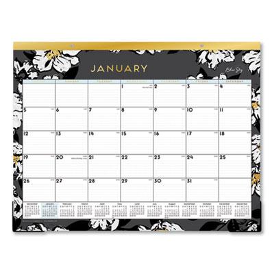 View larger image of Baccara Dark Desk Pad, Baccara Dark Floral Artwork, 22 x 17, White/Black Sheets, Black Binding, 12-Month (Jan to Dec): 2024