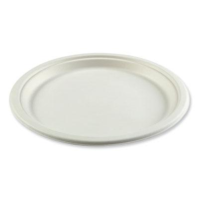 View larger image of Bagasse PFAS-Free Dinnerware, Plate, 10" dia, Tan, 500/Carton