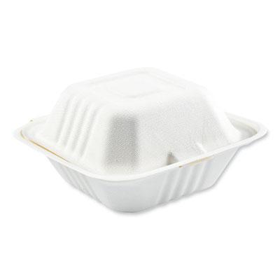 View larger image of Bagasse PFAS-Free Food Containers, 1-Compartment, 6 x 6 x 3.19, Tan, Bamboo/Sugarcane, 500/Carton