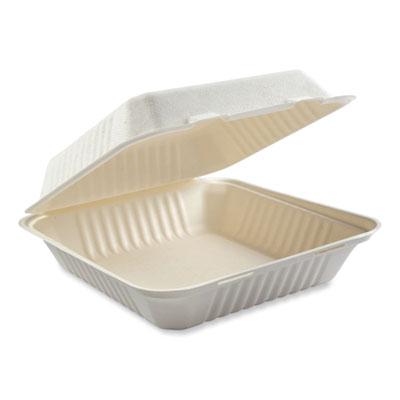 View larger image of Bagasse PFAS-Free Food Containers, 1-Compartment, 9 x 1.93 x 9, Tan, Bamboo/Sugarcane, 100/Sleeve, 2 Sleeves/Carton
