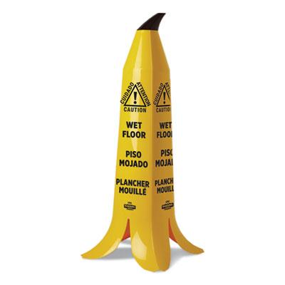 View larger image of Banana Wet Floor Cones, 14.25 x 14.25 x 36.75, Yellow/Brown/Black