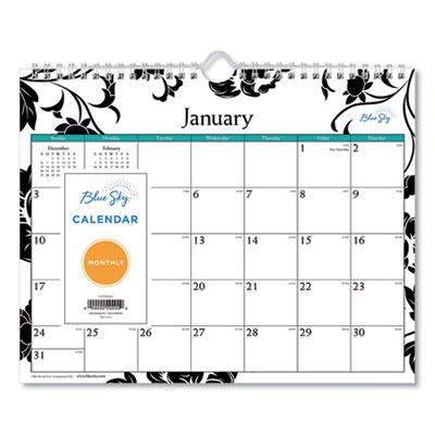 View larger image of Analeis Wall Calendar, Analeis Floral Artwork, 11 x 8.75, White/Black/Coral Sheets, 12-Month (Jan to Dec): 2024