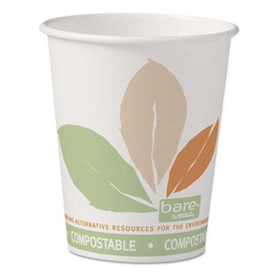 View larger image of Bare Eco-Forward PLA Paper Hot Cups, 10 oz, Leaf Design, White/Green/Orange, 50/Pack