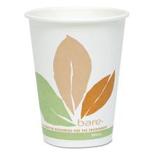 Bare Eco-Forward PLA Paper Hot Cups, 12 oz, Leaf Design, White/Green/Orange, 50/Pack