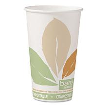 Bare Eco-Forward PLA Paper Hot Cups, 16 oz, Leaf Design, White/Green/Orange, 1,000/Carton