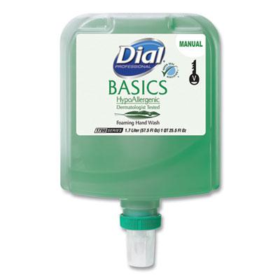 View larger image of Basics Hypoallergenic Foaming Hand Wash Refill For Dial 1700 V Dispenser, Honeysuckle, 1.7 L, 3/carton