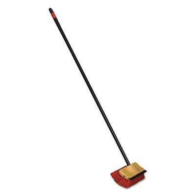 View larger image of Bi-Level Floor Scrub Brush, Red Polypropylene Bristles, 10" Brush, 54" Black Metal Handle, 6/Carton
