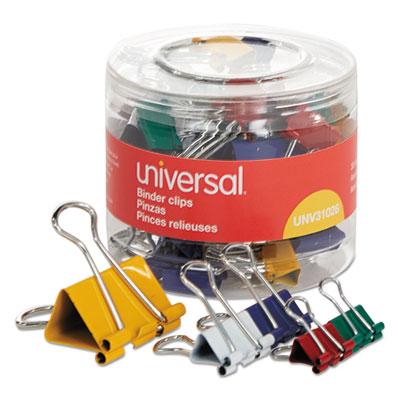 View larger image of Binder Clips with Storage Tub, (12) Mini (0.5"), (12) Small (0.75"), (6) Medium (1.25"), Assorted Colors