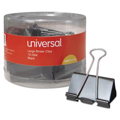View larger image of Binder Clips with Storage Tub, Large, Black/Silver, 12/Pack