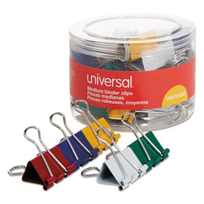 View larger image of Binder Clips with Storage Tub, Medium, Assorted Colors, 24/Pack