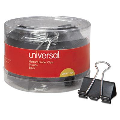 View larger image of Binder Clips with Storage Tub, Medium, Black/Silver, 24/Pack