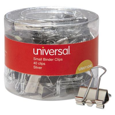 View larger image of Binder Clips with Storage Tub, Small, Silver, 40/Pack