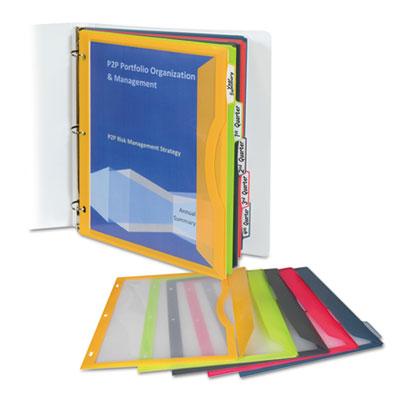View larger image of Binder Pocket With Write-On Index Tabs, 9.88 x 11.38, Assorted, 5/Set