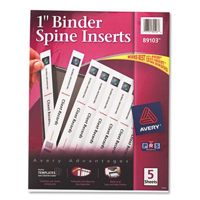 View larger image of Binder Spine Inserts, 1" Spine Width, 8 Inserts/Sheet, 5 Sheets/Pack