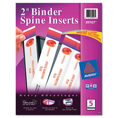 View larger image of Binder Spine Inserts, 2" Spine Width, 4 Inserts/Sheet, 5 Sheets/Pack