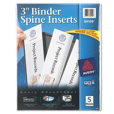 View larger image of Binder Spine Inserts, 3" Spine Width, 3 Inserts/Sheet, 5 Sheets/Pack