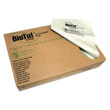 Biotuf Compostable Can Liners, 13 gal, 0.88 mil, 24" x 32", Green, 25 Bags/Roll, 8 Rolls/Carton