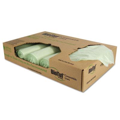 View larger image of Biotuf Compostable Can Liners, 48 gal, 1 mil, 42" x 48", Green, 20 Bags/Roll, 5 Rolls/Carton