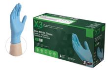 Blue Nitrile, 3 Mil gloves, Powder Free, Large, 100 Gloves/Box, 10 Boxes/Case