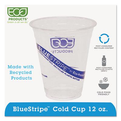 View larger image of BlueStripe 25% Recycled Content Cold Cups, 12 oz, Clear/Blue, 50/Pk, 20 Pk/Ct