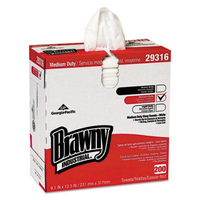 View larger image of Brawny Industrial Lightweight Shop Towel, 9 1/10" x 12 1/2", White, 200/Box