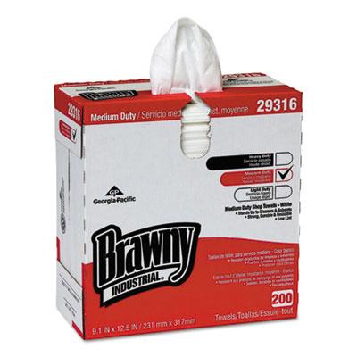 View larger image of Brawny Industrial Lightweight Shop Towel, 9 1/10" x 12 1/2", White, 2000/Carton
