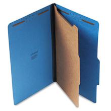Bright Colored Pressboard Classification Folders, 2" Expansion, 1 Divider, 4 Fasteners, Legal Size, Cobalt Blue, 10/Box