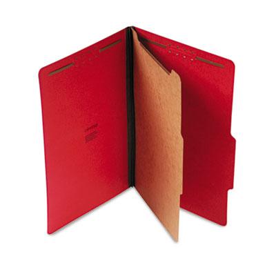 View larger image of Bright Colored Pressboard Classification Folders, 2" Expansion, 1 Divider, 4 Fasteners, Legal Size, Ruby Red Exterior, 10/Box