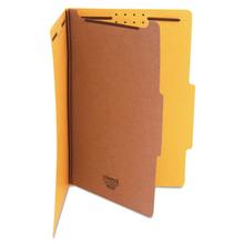 Bright Colored Pressboard Classification Folders, 2" Expansion, 1 Divider, 4 Fasteners, Legal Size, Yellow Exterior, 10/Box