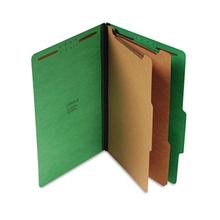 Bright Colored Pressboard Classification Folders, 2" Expansion, 2 Dividers, 6 Fasteners, Legal Size, Emerald Green, 10/Box