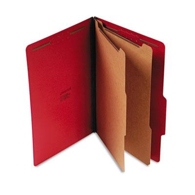 View larger image of Bright Colored Pressboard Classification Folders, 2" Expansion, 2 Dividers, 6 Fasteners, Legal Size, Ruby Red, 10/Box