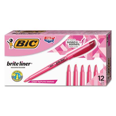 View larger image of Brite Liner Highlighter, Chisel Tip, Fluorescent Pink, Dozen