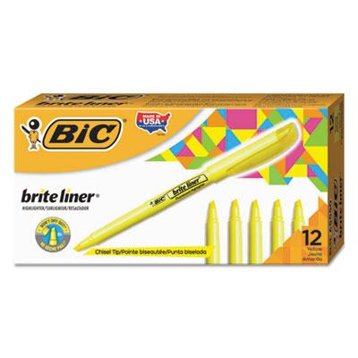 View larger image of Brite Liner Highlighter, Chisel Tip, Fluorescent Yellow, Dozen